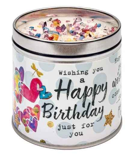 Just Because kaarsen – Happy Birthday geurkaars