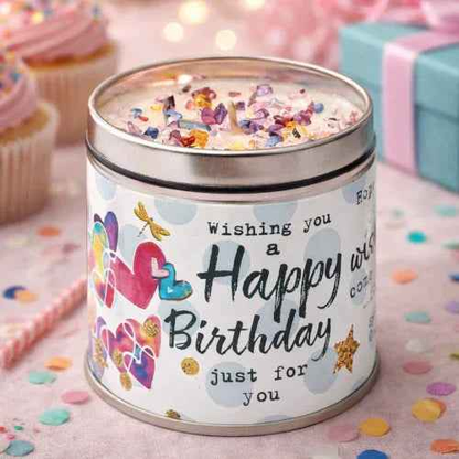 Just Because kaarsen – Happy Birthday geurkaars