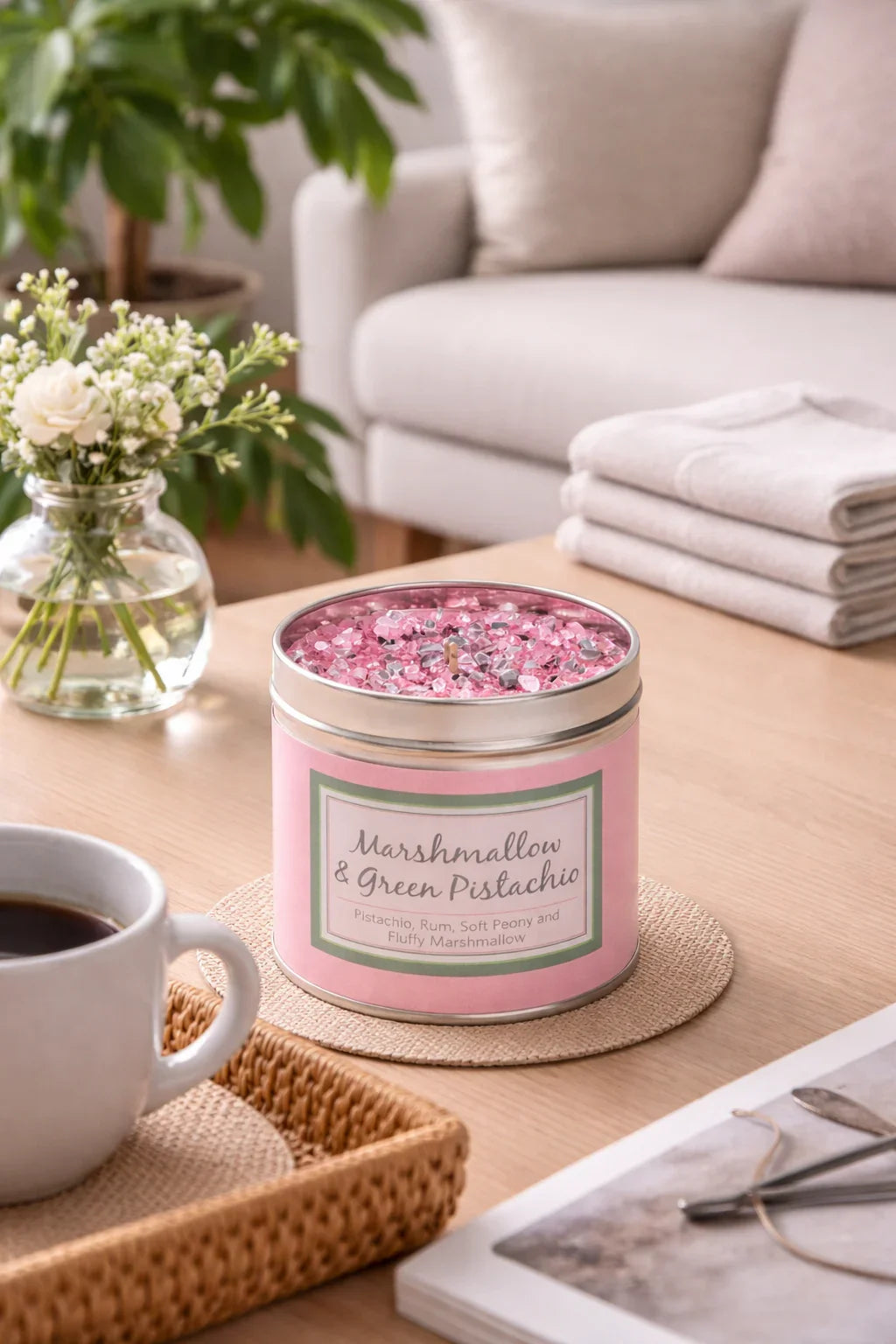 geurkaars marshmallow groene pistach